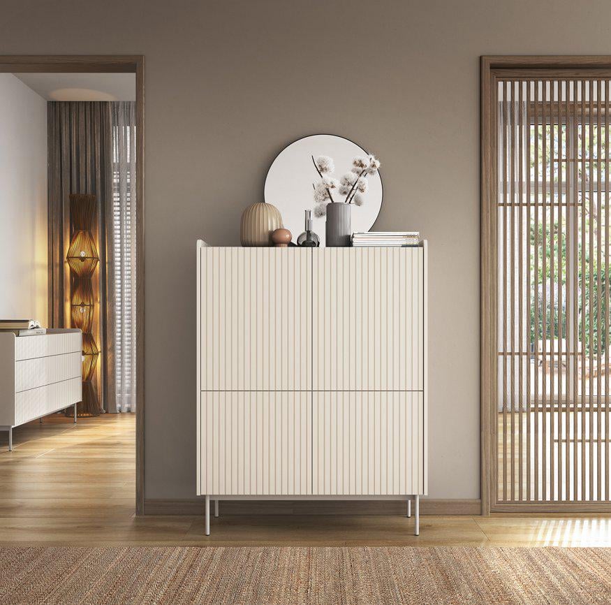 Комод высокий Perfect Home Level 4D/103 4-дверный Бежевый/Дуб сканди (PFH-091157)