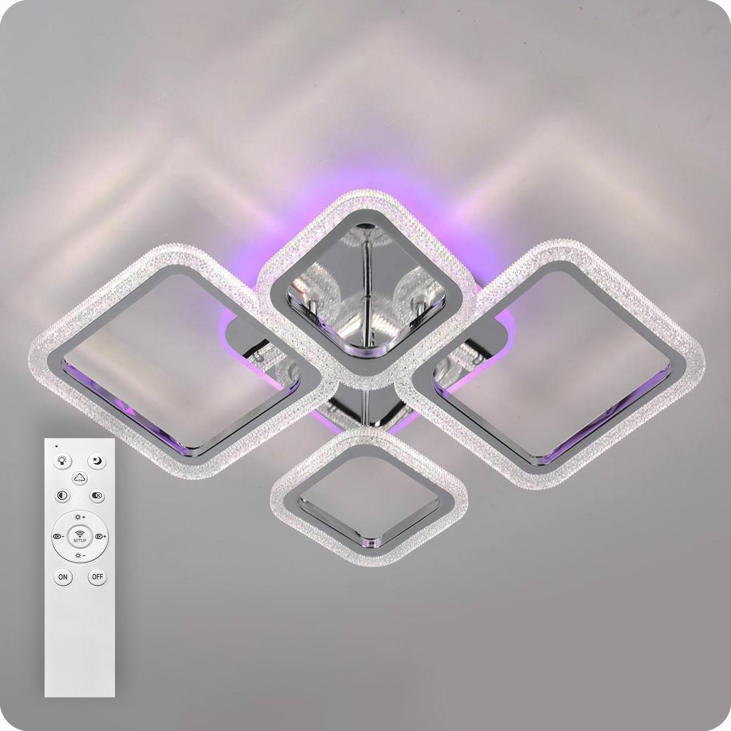 Люстра світлодіодна 517 Light 3color з пультом 96 Вт Хром (02064) - фото 1 Люстра світлодіодна 517 Light 3color з пультом 96 Вт Хром (02064) - фото 1