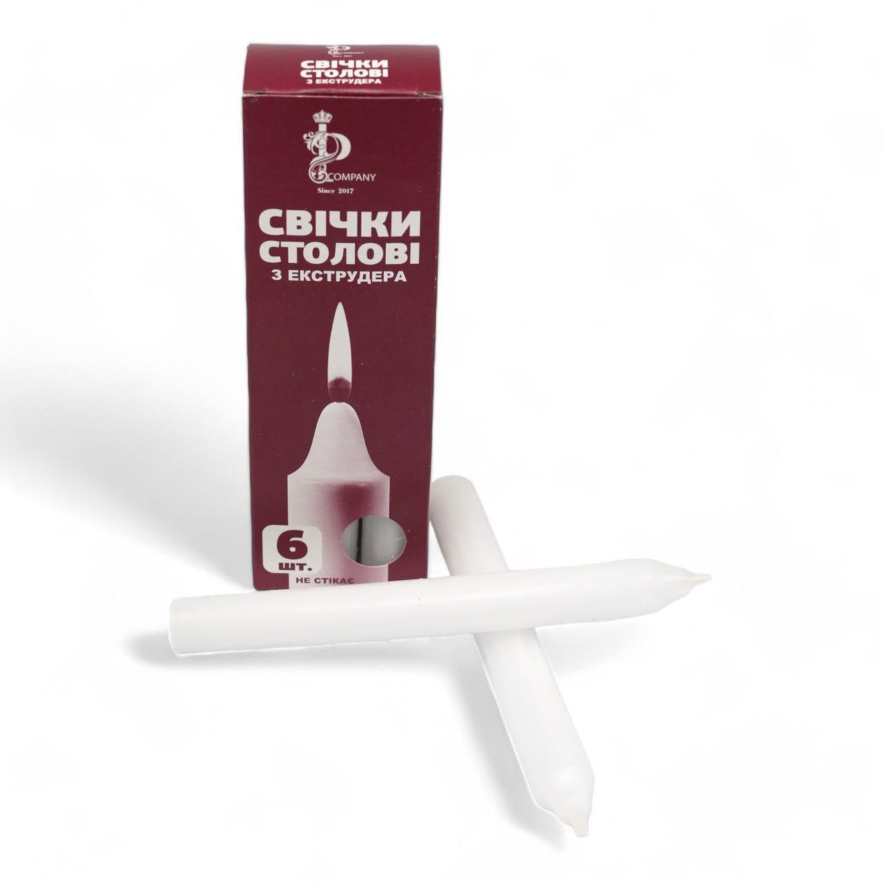Свеча столовая 175 мм Pako 6 шт. Белый (НФ-00006321)