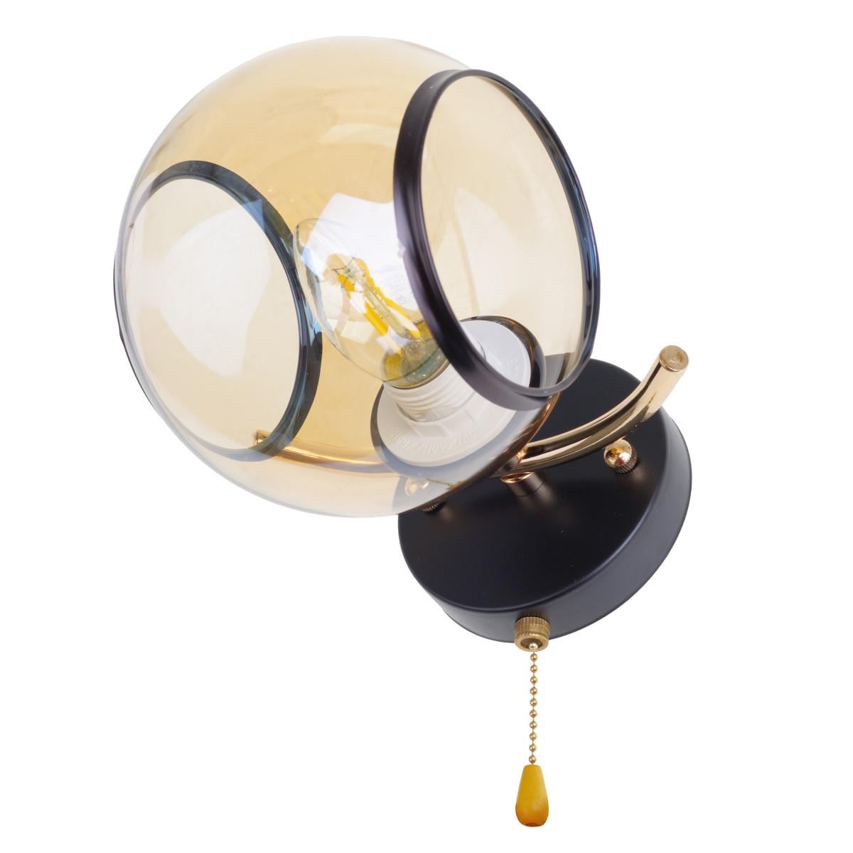 Бра с выключателем Brille LK-700W/1 E27 BK/FG на цепочке Черный/Золотой