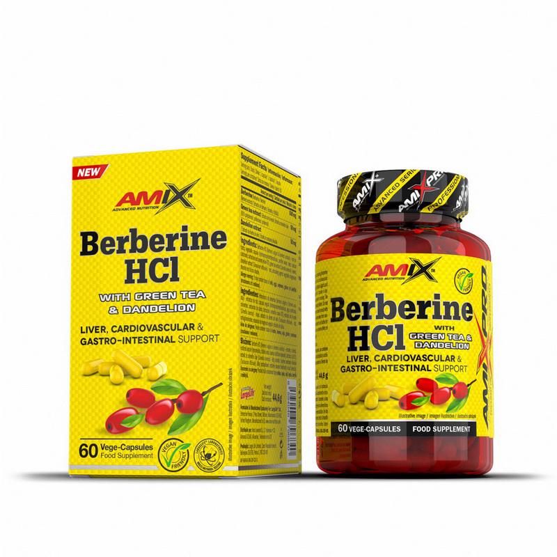 Берберин із зеленим чаєм і кульбабою AMIX Berberine HCl with Green Tea & Dandelion 60 вег. капс.