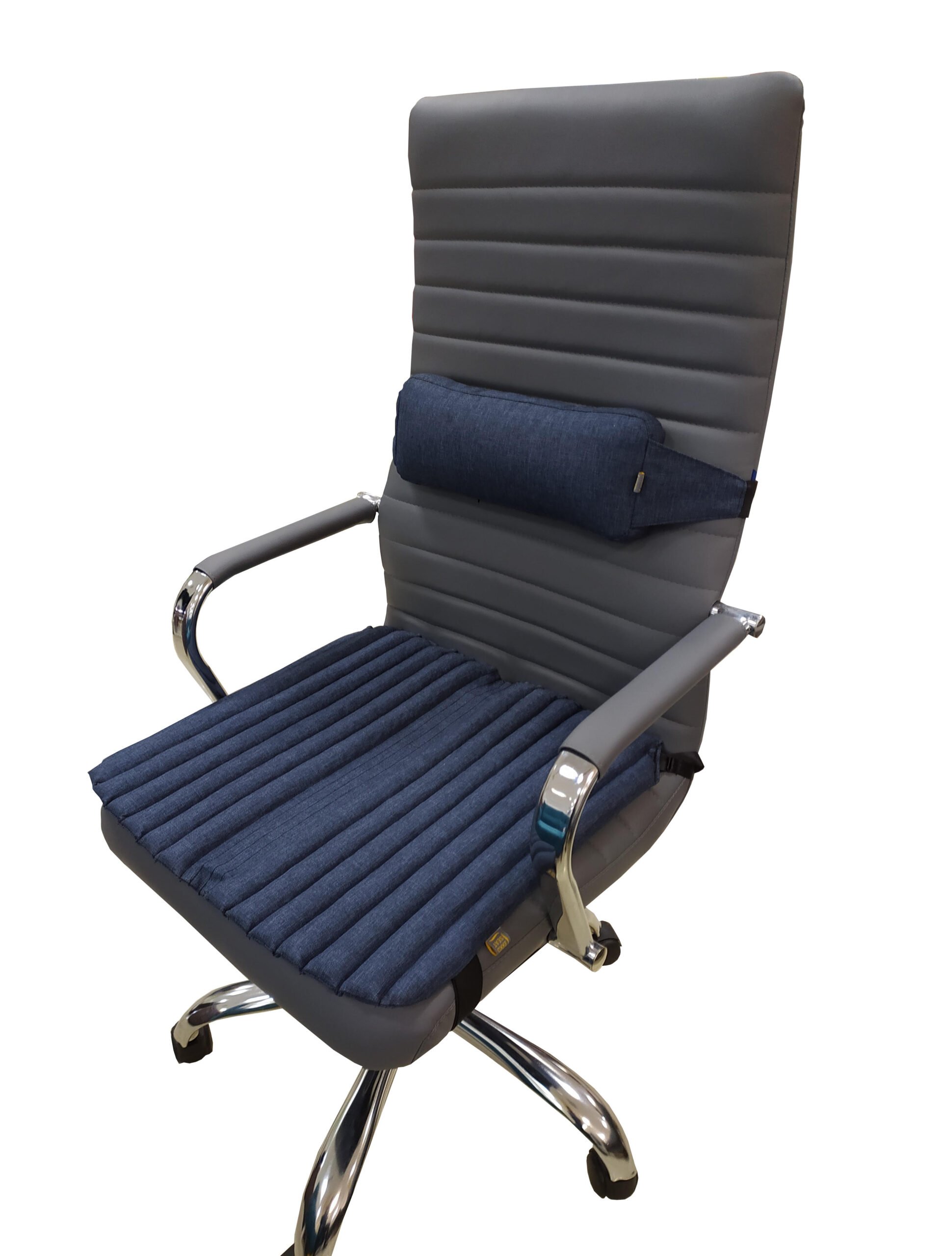 Ортопедические подушки EKKOSEAT на кресло руководителя (Комплект). Джинс.