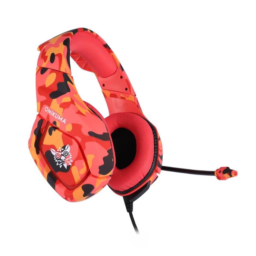 Игровые наушники ONIKUMA K1-B с микрофоном Aux 2.2 м камуфляж красный