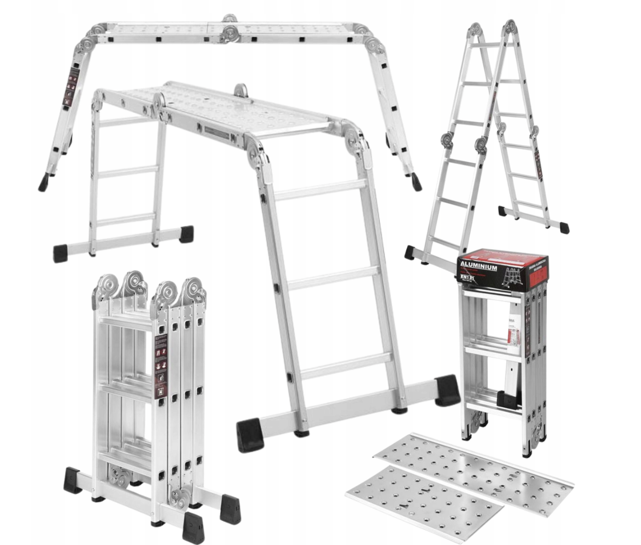 Драбина-трансформер алюмінієва Kraft&Dele KD4070 з платформою для дому саду та ремонту сходинки 4x3 (KD4070) - фото 2