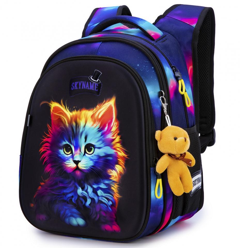 Школьный рюкзак для девочки Winner One SkyName Разноцветный кот 1-7 класс 6-13 лет с ортопедической спинкой (R1-057)