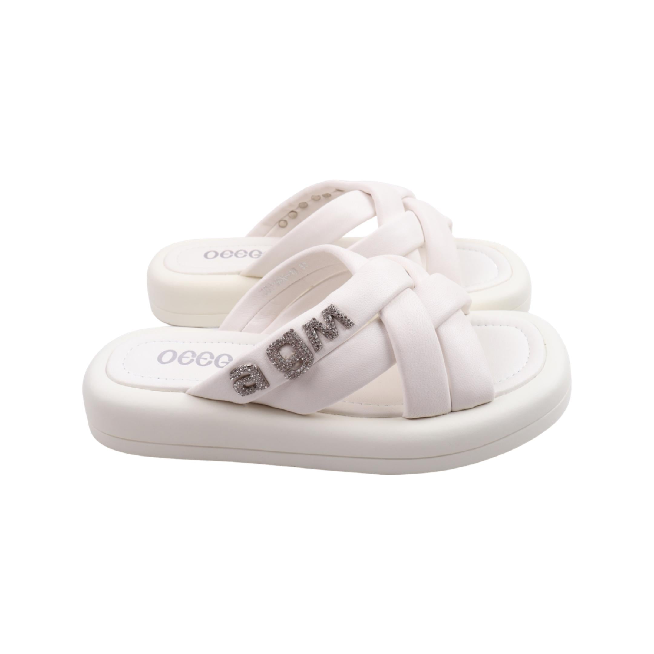 Шлепанцы женские Oeego из кожи р. 38 Белый (162-23LSHC)