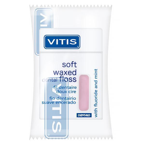 Зубна нитка м'яка Vitis з фтором та м'ятою 50 м Рожевий (2006)