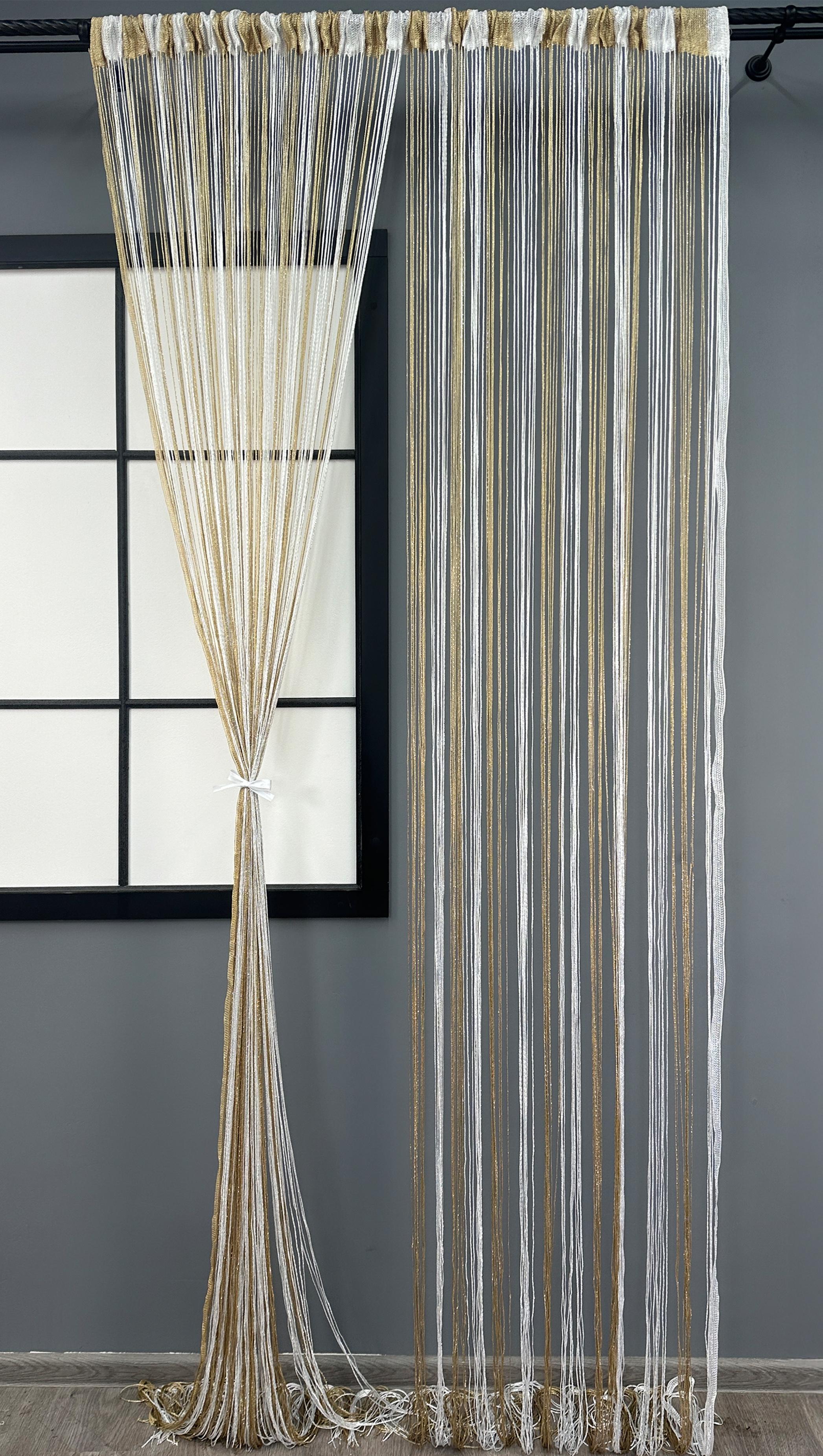 Штори-нитки з люрексом 300х300 см Бежевий/Білий (61-105) - фото 1 Штори-нитки з люрексом 300х300 см Бежевий/Білий (61-105) - фото 1
