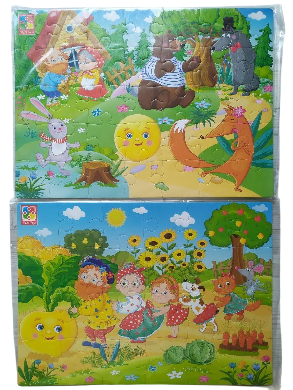 Комплект розвиваючих ігор Vladi Toys Пазли м'які А4 Малюк зможе Колобок та Ріпка