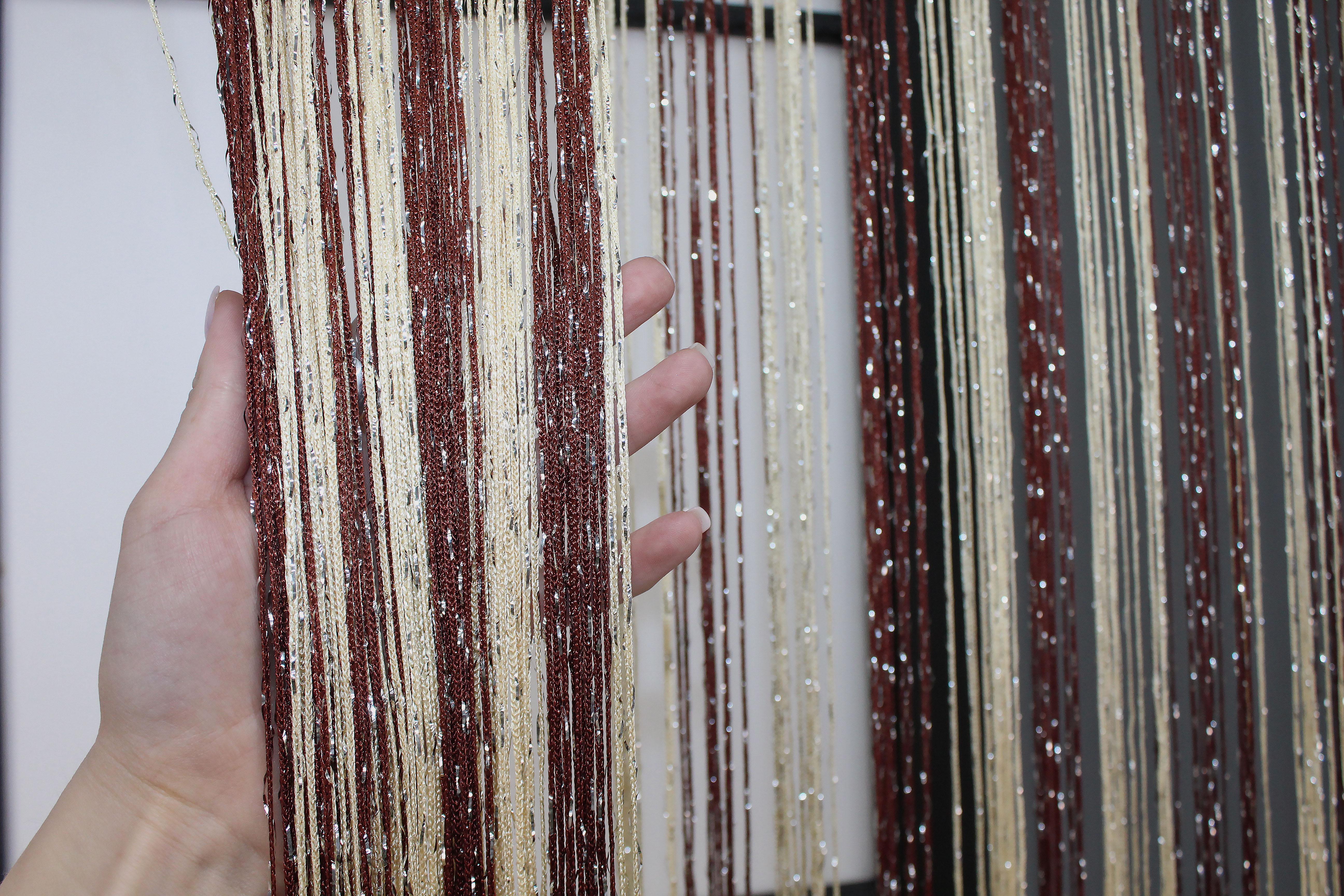 Шторы-нити с люрексом 300х300 см Коричневый/Бежевый (61-031) - фото 5 Шторы-нити с люрексом 300х300 см Коричневый/Бежевый (61-031) - фото 5