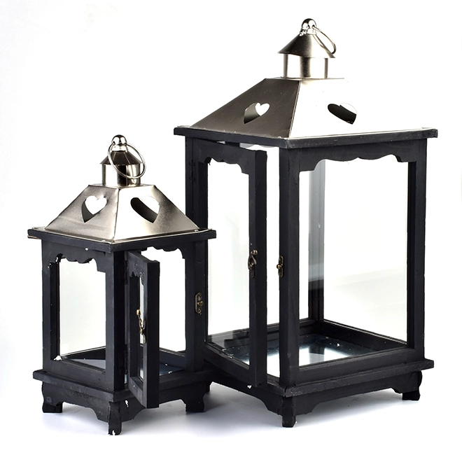 Комплект деревянных фонарей Levi Silver HTO1812 2 шт. (35256) - фото 2 Комплект деревянных фонарей Levi Silver HTO1812 2 шт. (35256) - фото 2