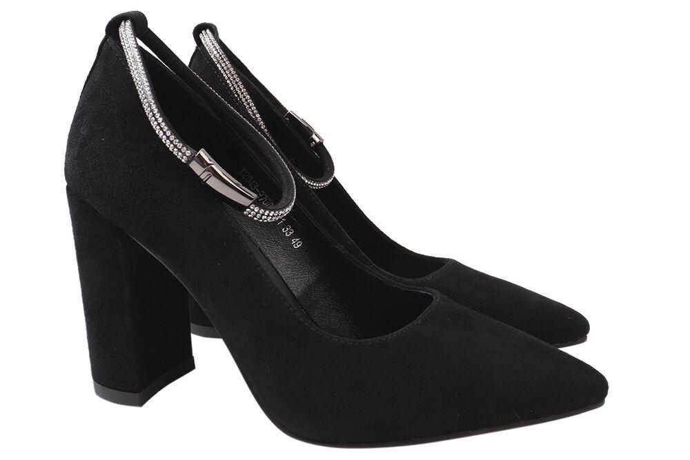 Туфли женские Erisses из замши на большом каблуке р. 35 Черный (902-21/22DT)