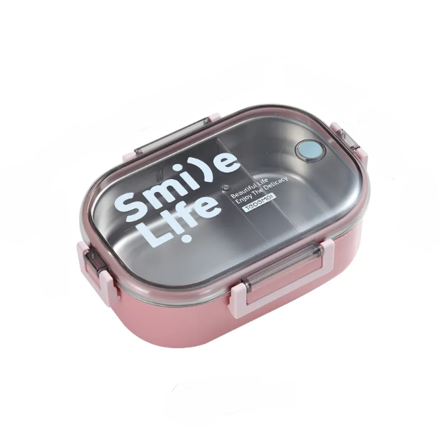Ланч-бокс Smile Life с разделителем Розовый