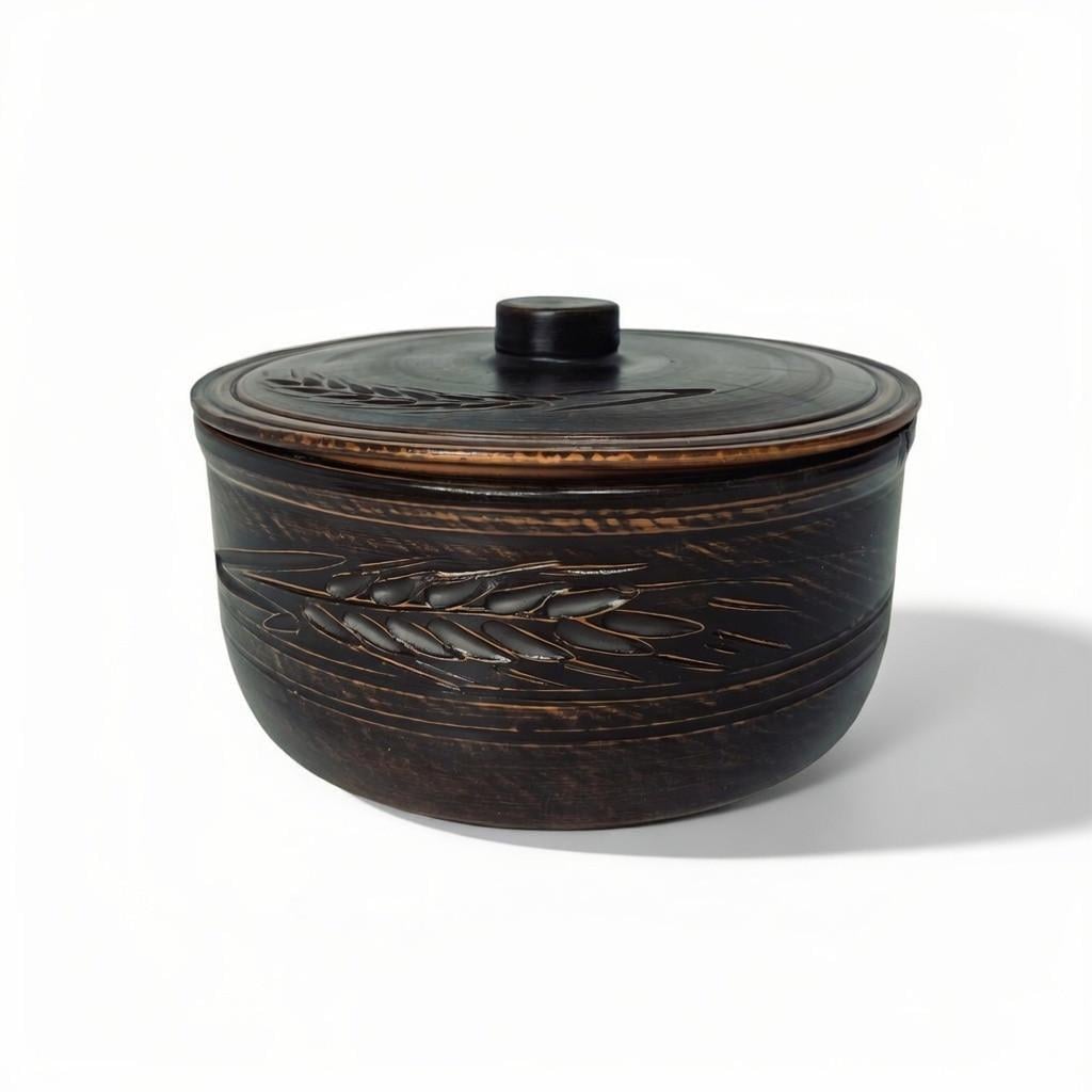 Супник с крышкой из красной глины Украинская глиняная посуда Колосок молочная керамика 1,8 л (2933512353)