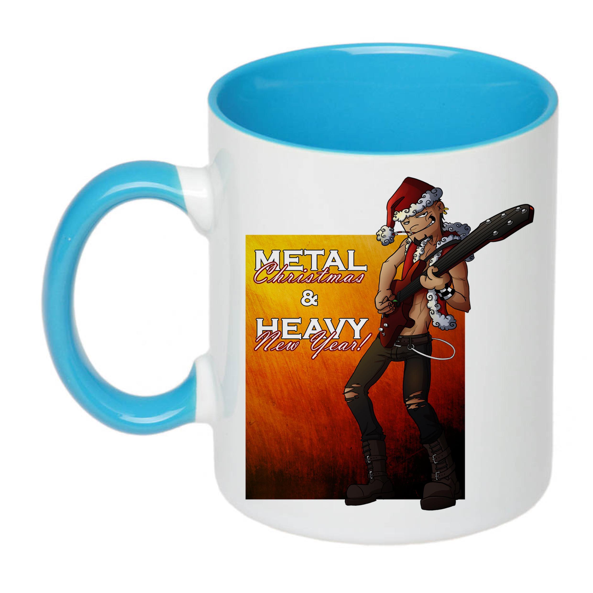 Чашка с печатью Metal Christmas 330 мл Голубой (21321)