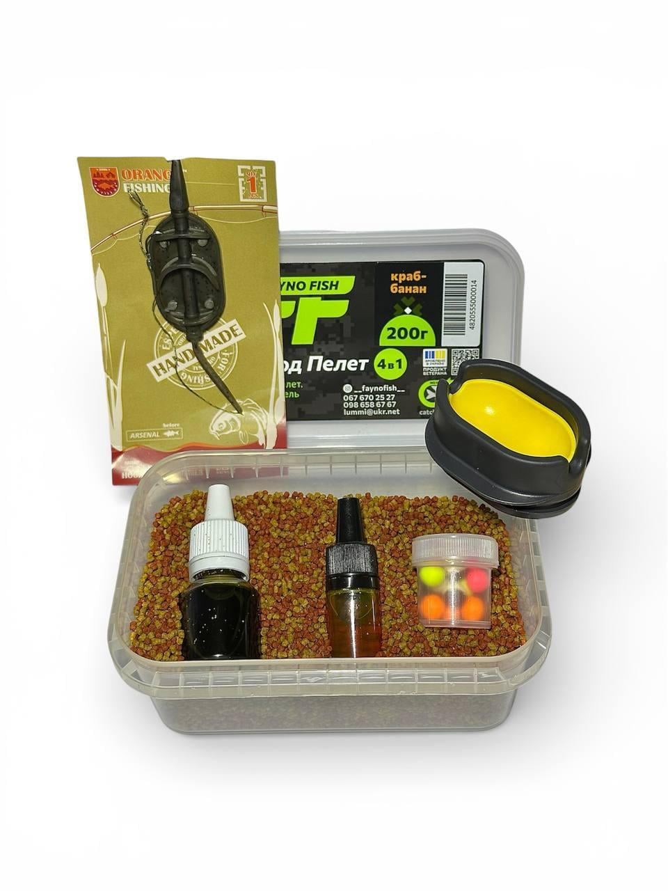 Методный пеллетс метод микс Fayno Fish краб-банан 6в1 200 г (2917663652)