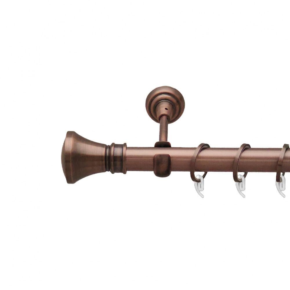 Карниз металлический Orvit Люксор однорядный открытый/гладкая труба/кольцо фасонное металлическое Медь 25 мм 300 см (6947904)
