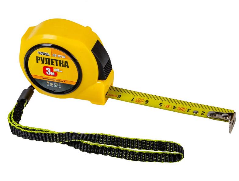 Рулетка MasterTool з автоматичним фіксатором полотна 3 м 16 мм (68-0316)