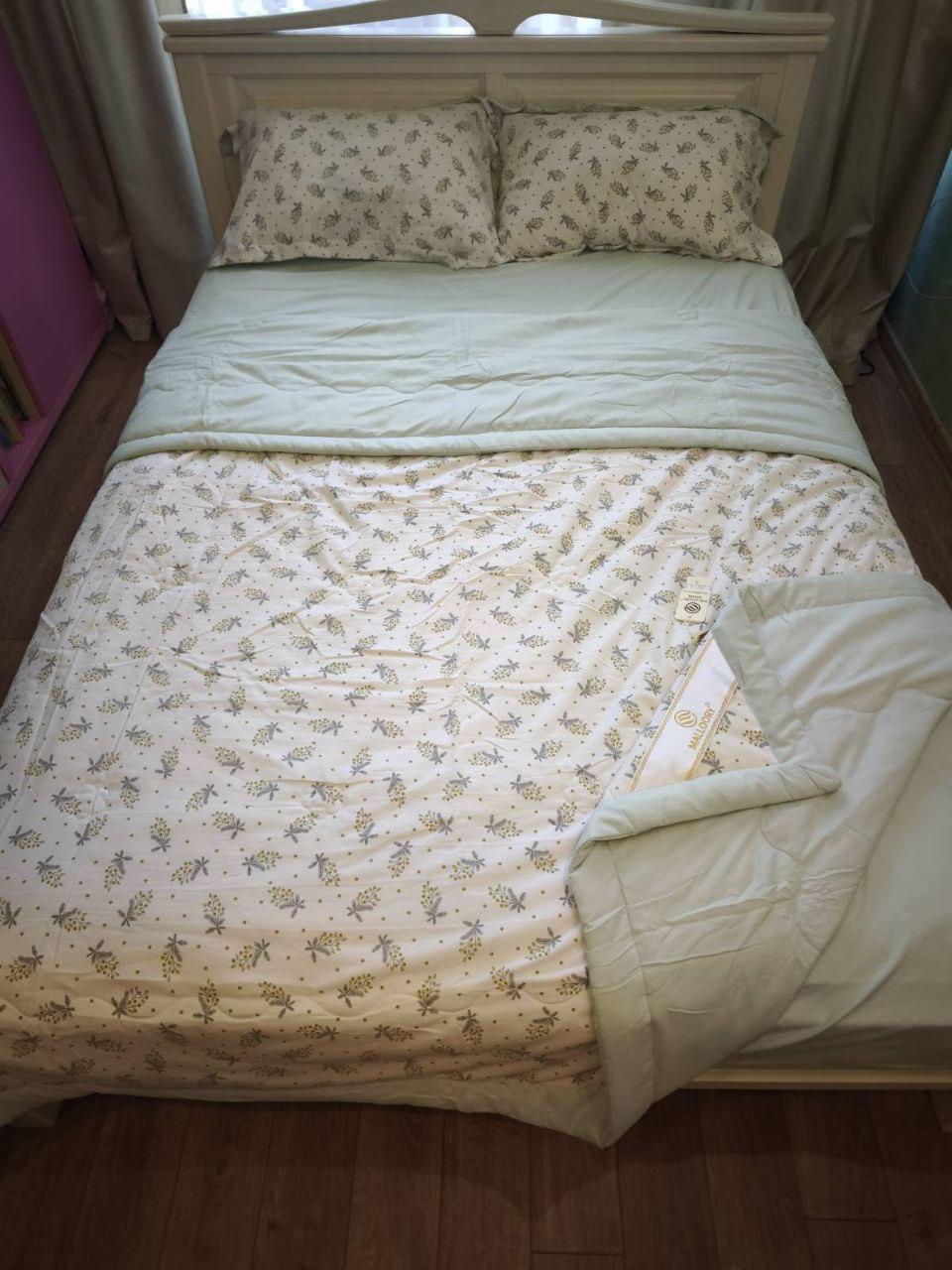 Комплект постельного белья хлопчатобумажный с одеялом евро 200х230 см наволочка 50х70 см 2 шт. Мятный (П4К-am-lit-post-001-01)