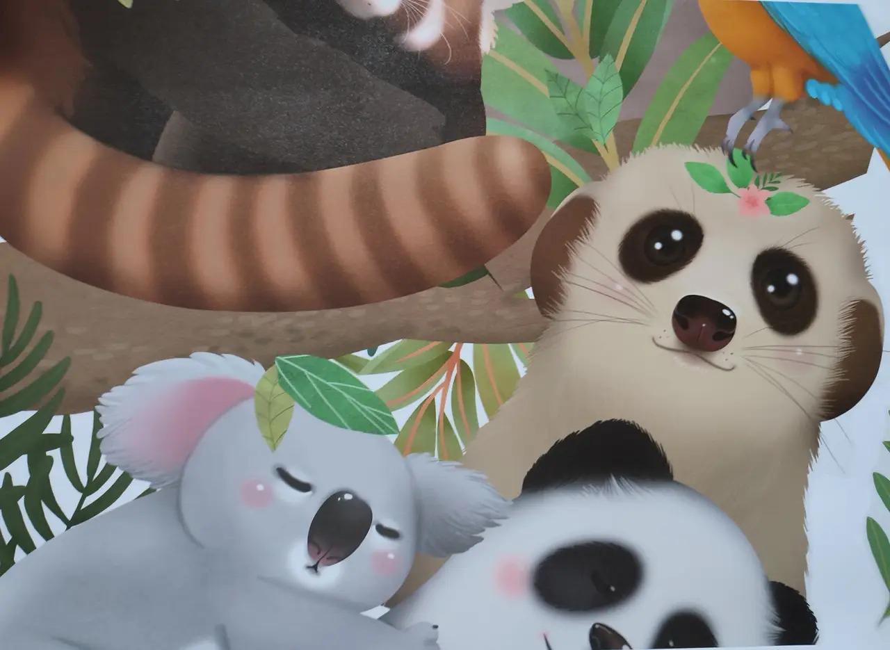 Набір вінілових наліпок Милі мешканці джунглів у дитячу кімнату на стіну для хлопчиків і дівчаток 30х90 см - фото 4 Набір вінілових наліпок Милі мешканці джунглів у дитячу кімнату на стіну для хлопчиків і дівчаток 30х90 см - фото 4