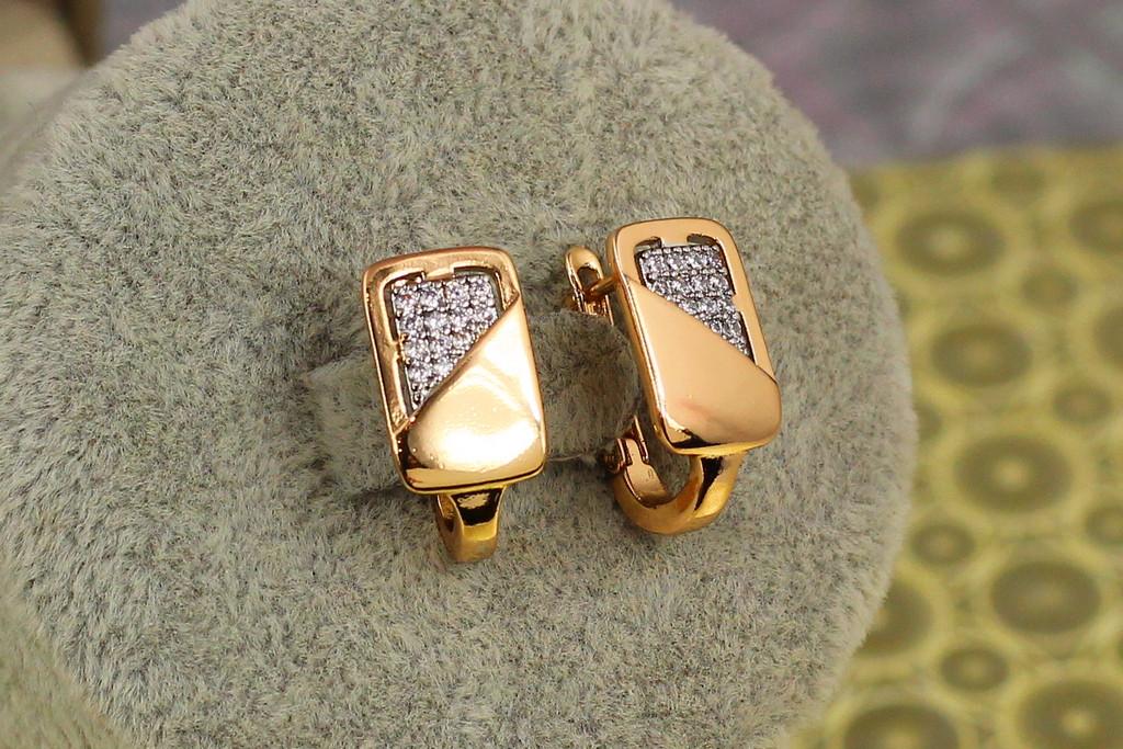 Серьги Xuping Jewelry Прямоугольник с родием 1,6 см Золотистый (2187093360)