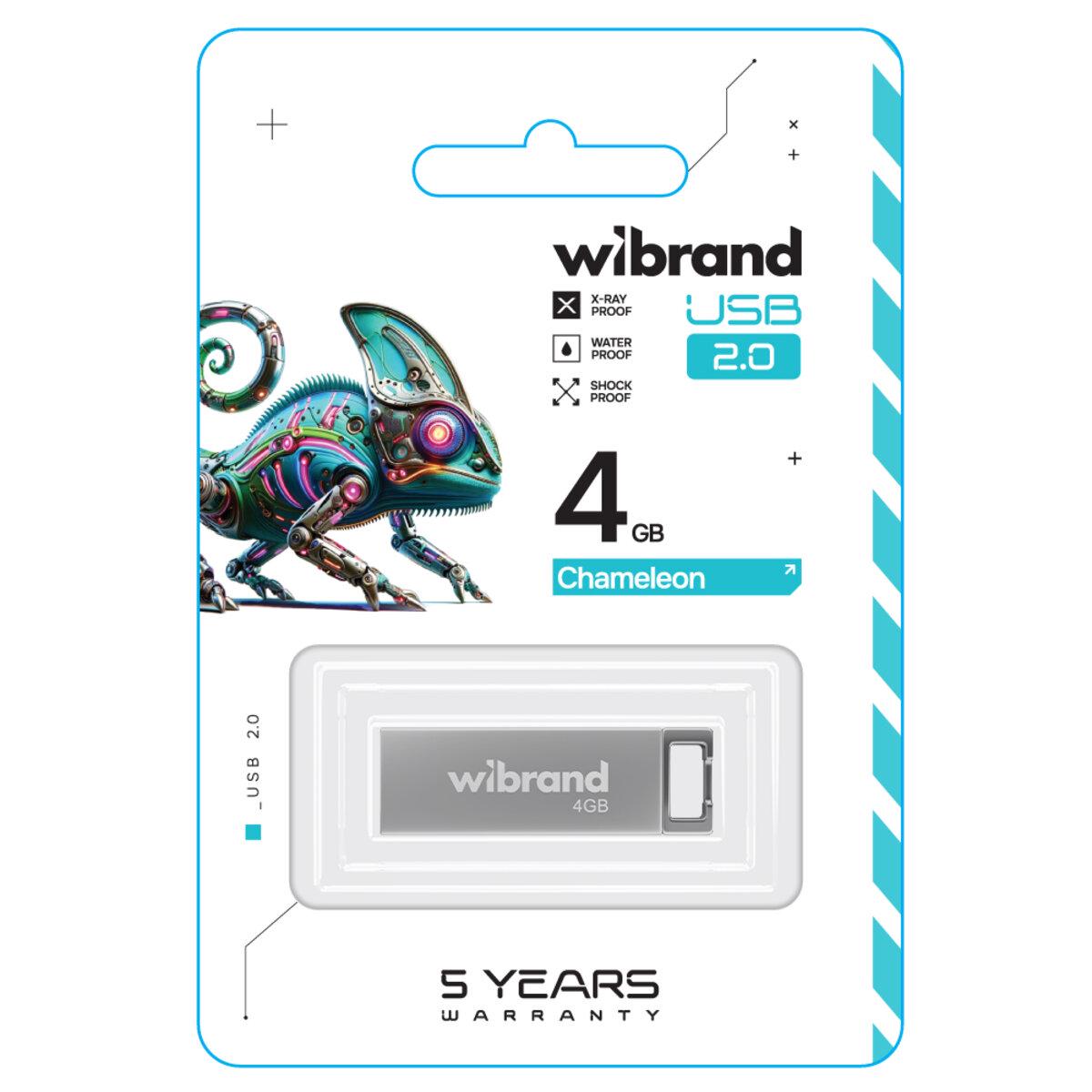 Флеш-память USB моноблок Flash Wibrand WI2.0/CH4U6S USB 2.0 Chameleon 4 Gb Silver (602785) - фото 2