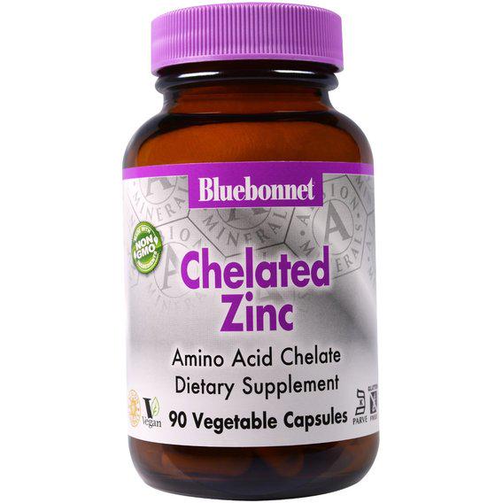 Мікроелемент Цинк Bluebonnet Nutrition Chelated Zinc 90 Veg Caps (BLB0680)