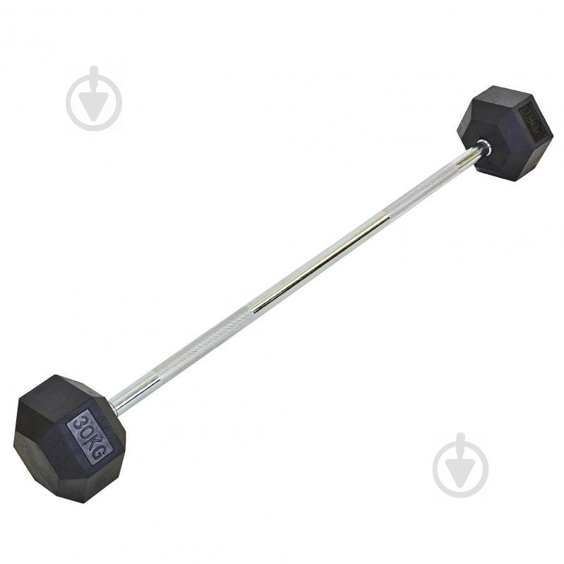 Штанга фиксированная прямая обрезиненная planeta-sport Rubber Hexagon Barbell 30кг Record TA-6230-30 l-95см