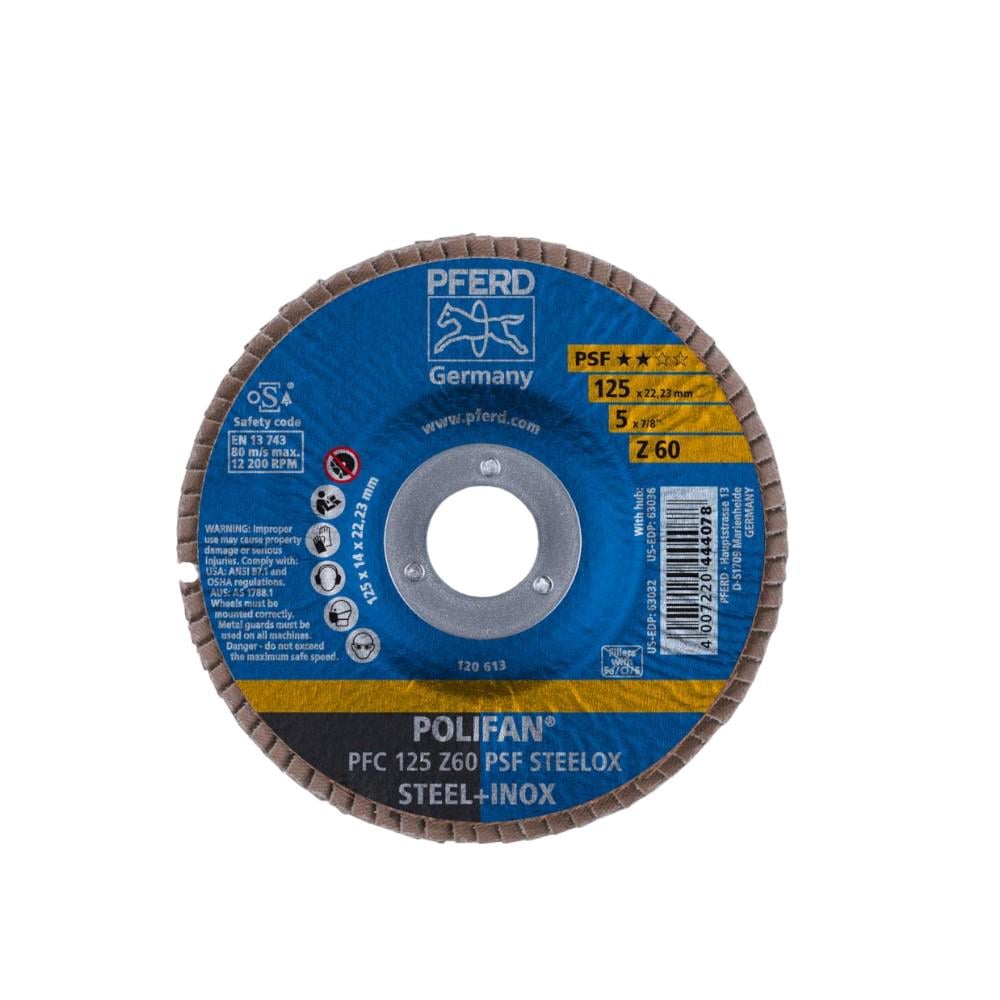 Круг шліфувальний пелюстковий PFERD PFС 125 Z60 PSF STEELOX для обробки нержавіючої сталі (67766125)