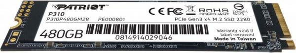 SSD-накопичувач Patriot P310 480GB M.2 2280 PCIe NVMe 4.0 x4 TLC (P310P480GM28) - фото 2 SSD-накопичувач Patriot P310 480GB M.2 2280 PCIe NVMe 4.0 x4 TLC (P310P480GM28) - фото 2