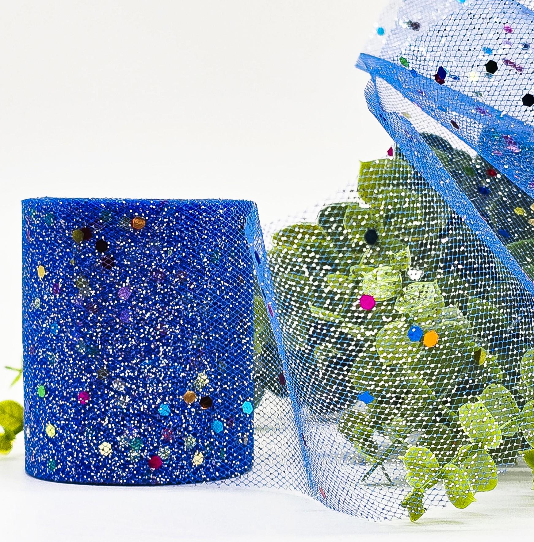 Фатин с напылением ширина 6 см рулон 9 м Синий Фатин с напылением ширина 6 см рулон 9 м Синий