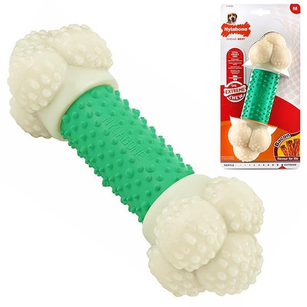 Игрушка для собак жевательная Nylabone Extreme Chew Double Action со вкусом бекона 18x5,5x5,5 см