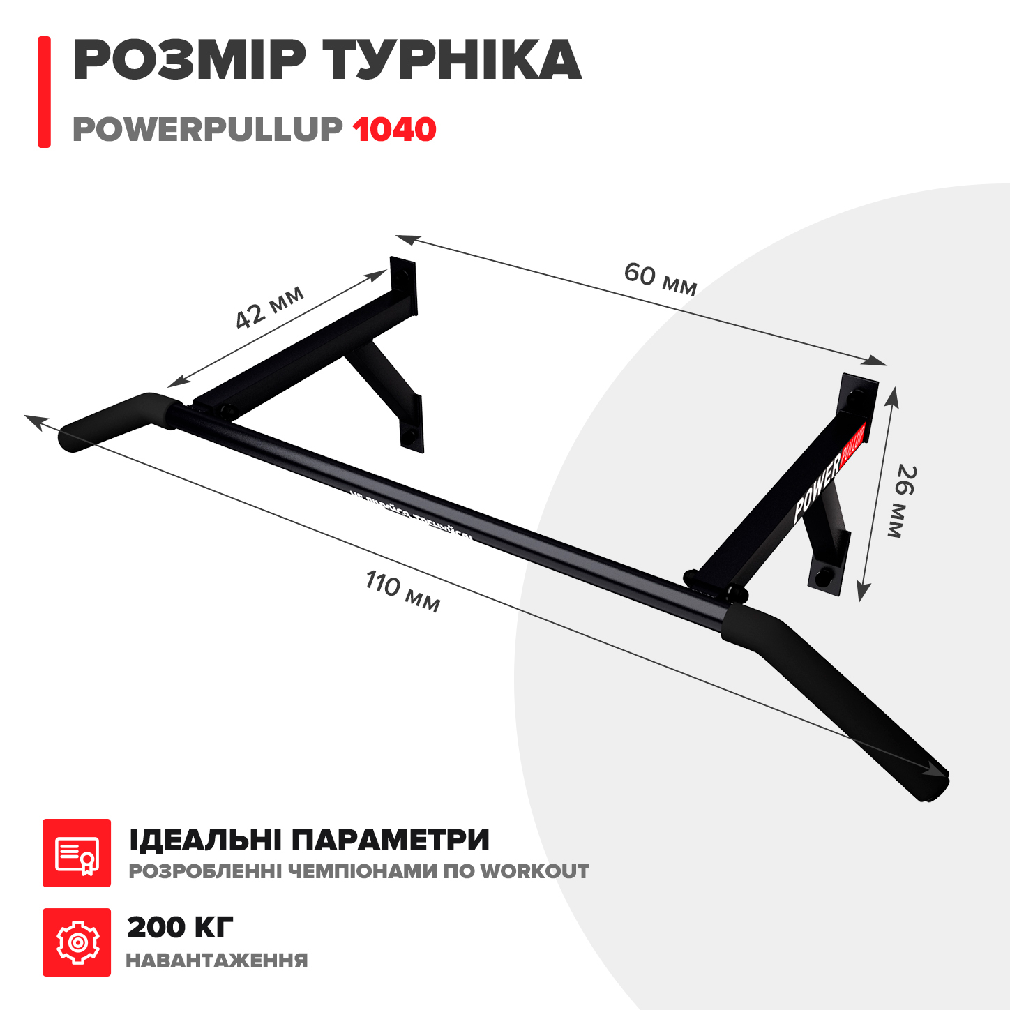 Турник настенный 2 хвата PowerPullUp P1040 - фото 3