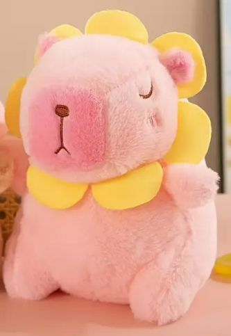 Мягкая игрушка плюшевая детская Капибара цветок 20 см Розовый (2794386675)