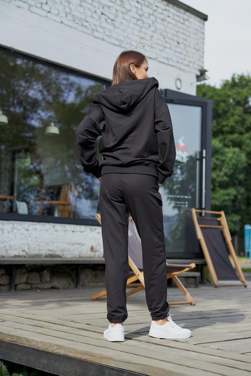Костюм спортивный М136.2 женский худи на замке/джогеры S Черный (820-1-60) - фото 2
