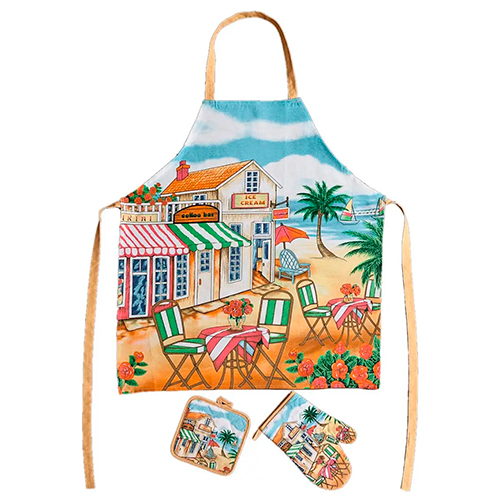 Кухонний набір Stenson 3в1 рукавичка/прихватка/фартух Sand (31153268)