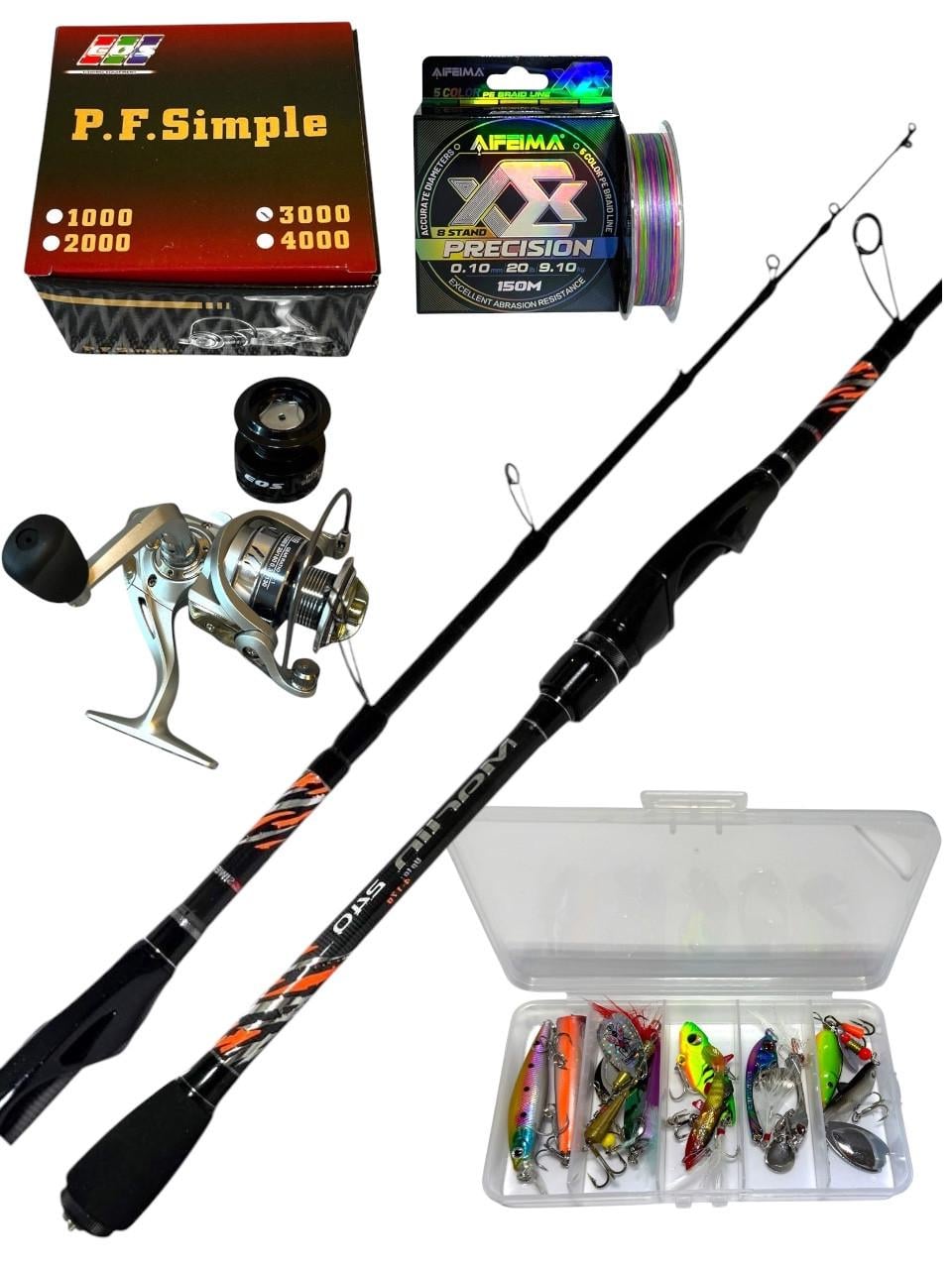Набор для ловли хищника SiWeida Marlin 2,40 м 4-17 г/катушка EOS Simple 3000/шнур 0,10 мм 150 м/набор приманок (3045621615)