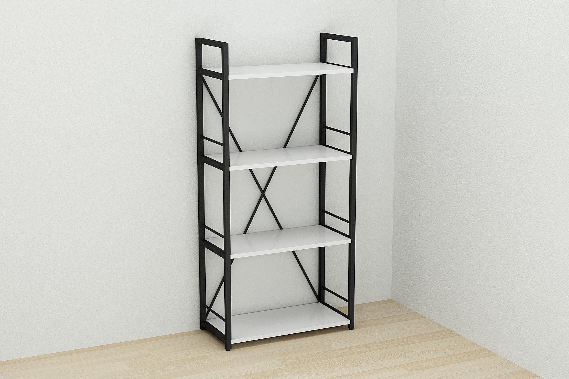 Этажерка Ferrum-decor Коннект 4/60 ДСП 16 мм 120x60x28 см Черный/Белый (FRD-104236)