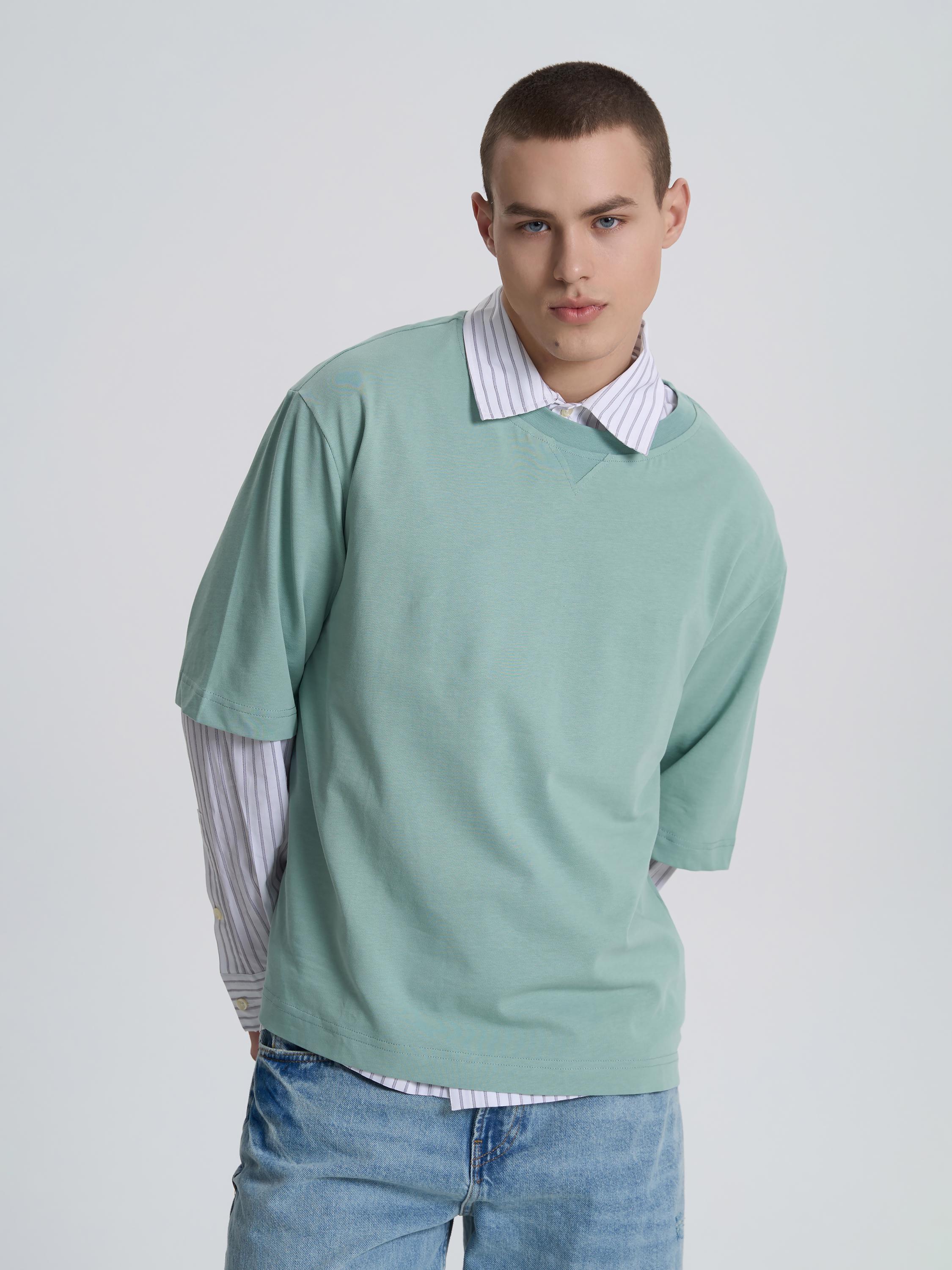 Футболка мужская с декоративной строчкой ROZA 240652 S Темно-бирюзовый (4824005722943) - фото 6 Футболка мужская с декоративной строчкой ROZA 240652 S Темно-бирюзовый (4824005722943) - фото 6