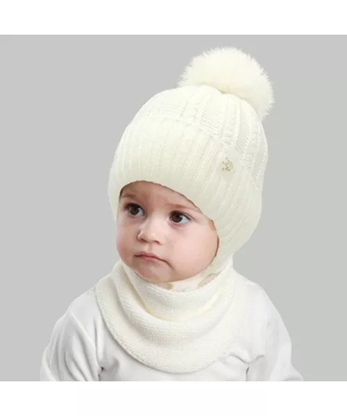 Комплект шапка та шарф дитячий Elf Габріель р. 38 Молочний (OK001318)