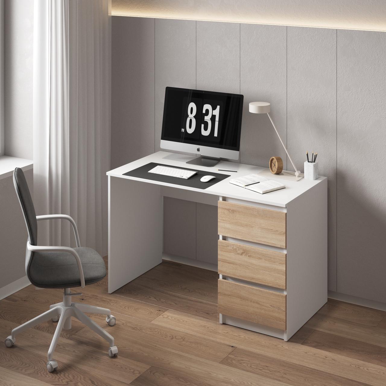 Стіл комп’ютерний з тумбою Вайс R-1 1200х600х755 мм Білий-Дуб Сонома фасад (30435290) Стіл комп’ютерний з тумбою Вайс R-1 1200х600х755 мм Білий-Дуб Сонома фасад (30435290)