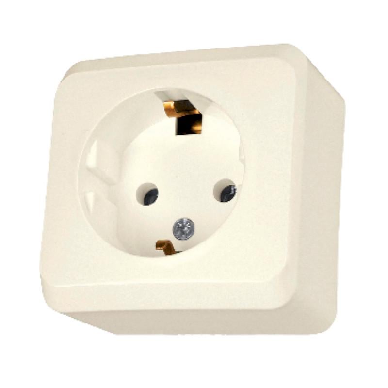 Розетка Schneider Electric PA6 FR850 PRIMA с заземлением и шторками Слоновая кость (WDE001180)