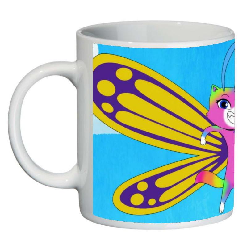 Кружка с принтом SuperCup Радужно бабочковая единорожная кошка (SC-Rainbow Butterfly Unicorn Kitty-0015)