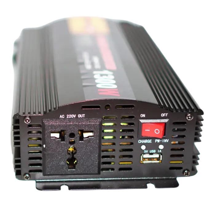 Перетворювач напруги Powerone Plus UPS-1300W з функцією заряджання 1300W DC/AC 12V-220V Black (2413402207) - фото 3