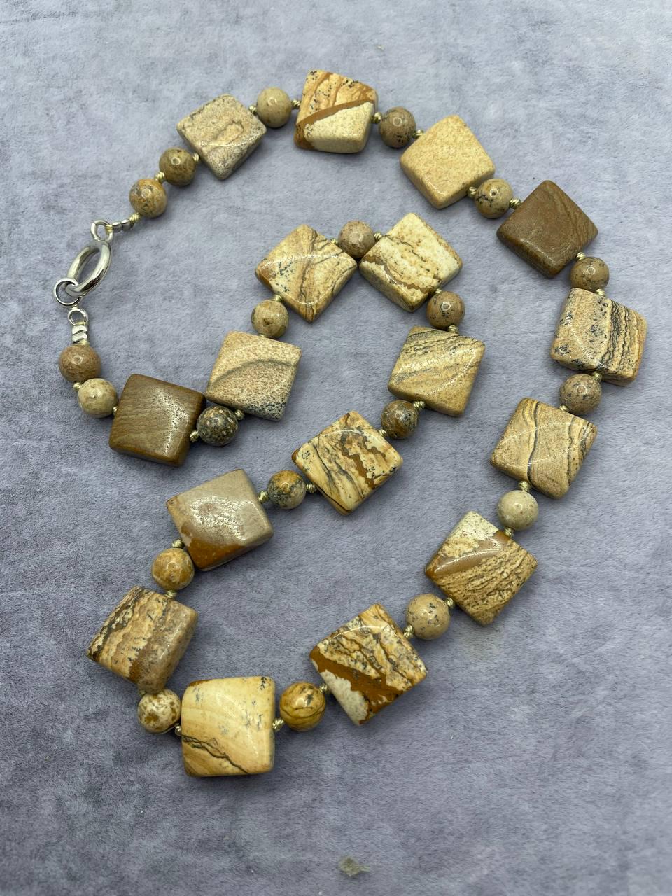 Бусы яшма 50 см Коричневый (9704)