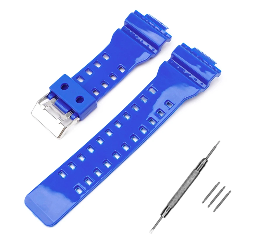 Ремінець для Casio G-Shock GA-100/110 Blue-Glossy SI (4009) Ремінець для Casio G-Shock GA-100/110 Blue-Glossy SI (4009)