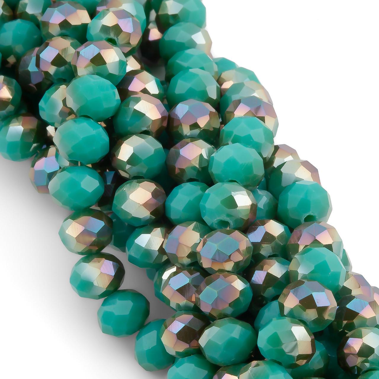 Бусины Swarovski огранка рондель АВ 8х6 мм 42 см 65 шт. Бирюзовый с коричневым (БС8276а71)