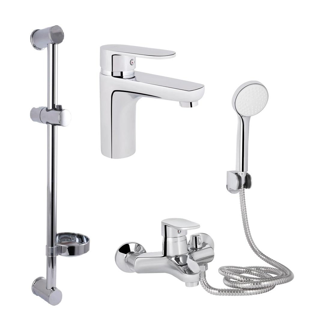 Комплект смесителей Lidz Tani для ванной 3в1 умывальник/ванная/душевая стойка с ручным душем Хром (SL111D/44964)