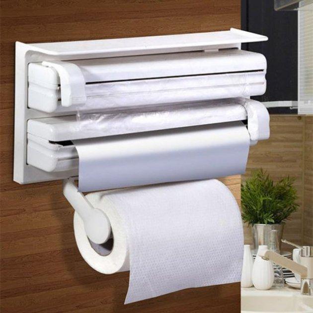 Кухонний диспенсер Kitchen Roll Triple Paper для плівки/фольги та рушників Білий (ULT-2951899) - фото 2