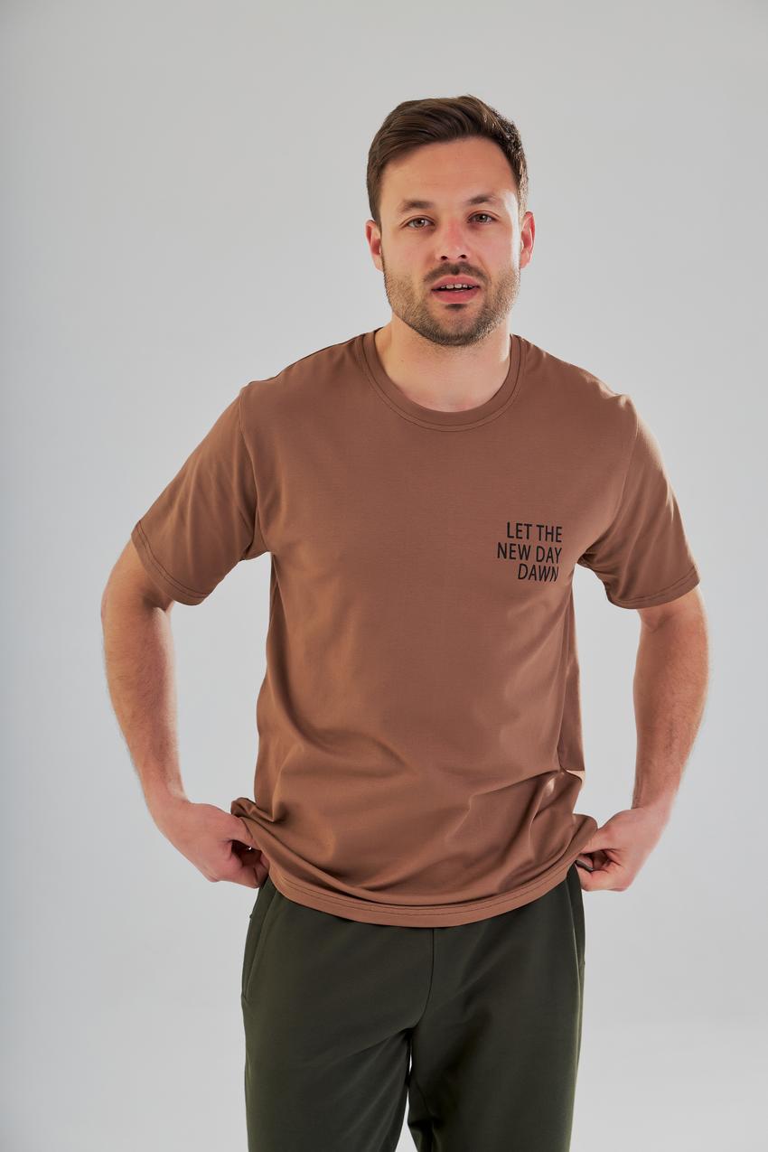 Футболка мужская с принтом Let the new day dawn М45.2 XXL Коричневый (757-1-64)